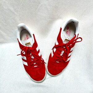 Adidas Gazelle Bold Red and White Platform Sneakers